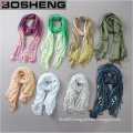 Women Color Gradient Long Scarf Printed Scarf with Fringed